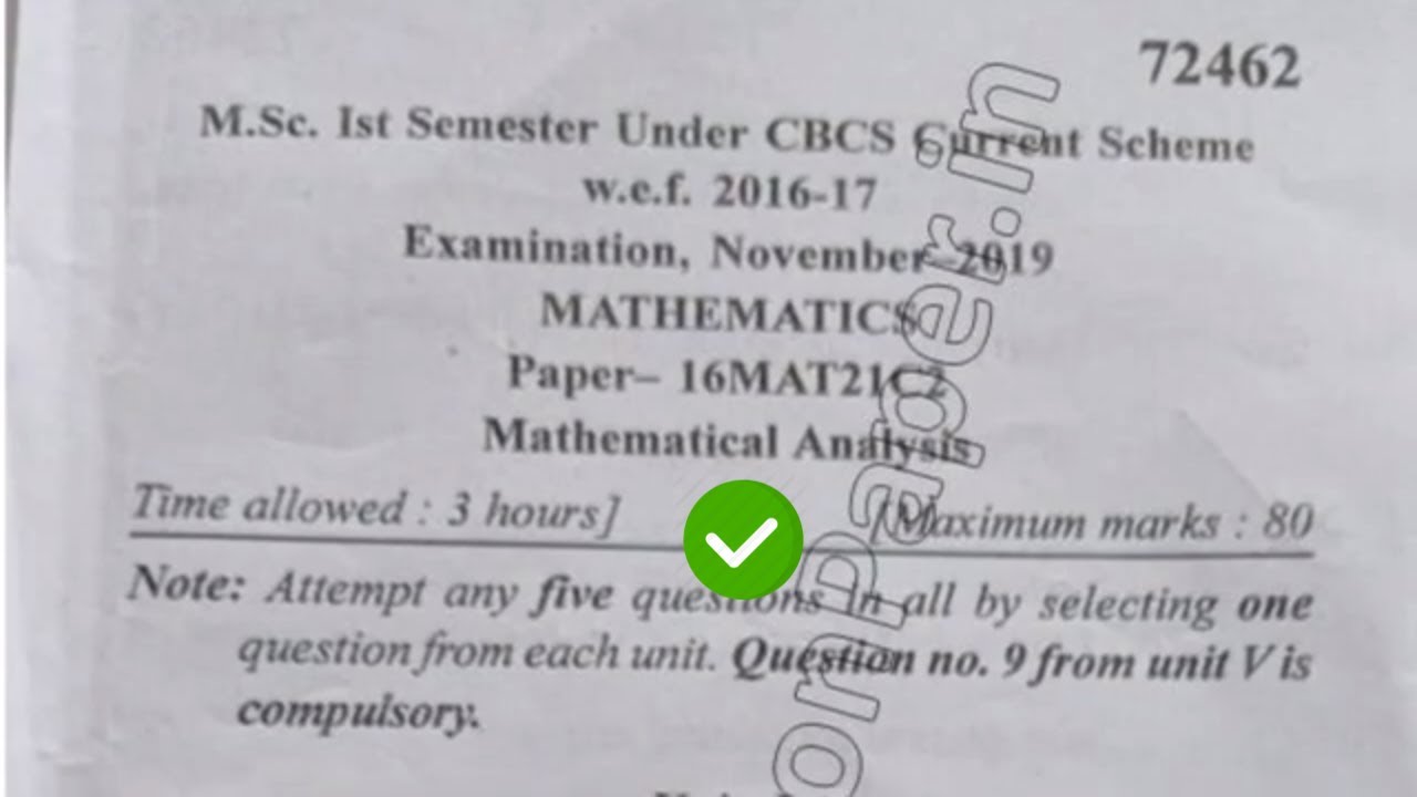 2019 Mdu MSc Mathematics 1st Sem Mathematical Analysis Question Paper