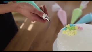 Kit Confeiteiro Profissional Iniciante Saco Manga De Silicone Azul 25Cm Reutilizável 4 Bicos Aço