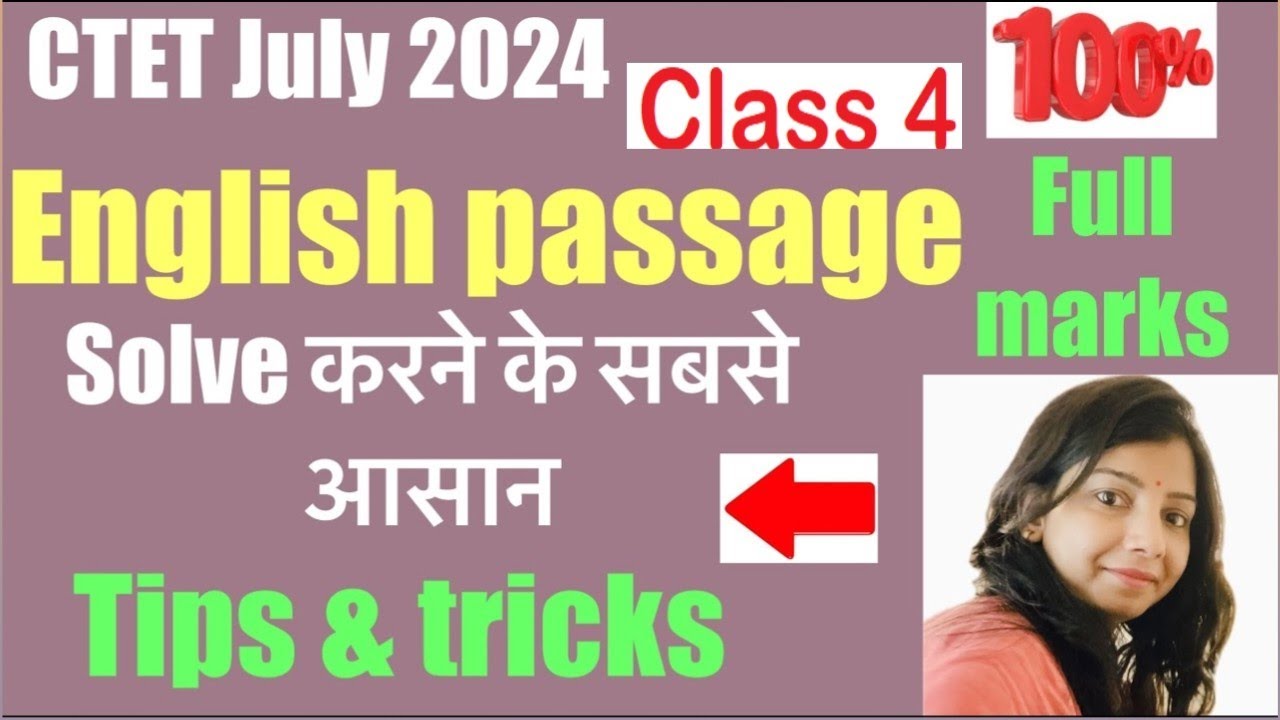 CTET July 2024 English passage solving tricks Class-04/English Passage ...