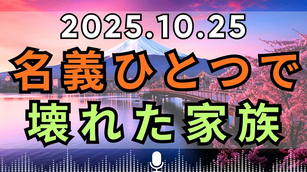テレフォン人生相談  🐾 【相続、兄弟】“親の遺産は長男のもの？”――兄弟の間に生まれた深い溝