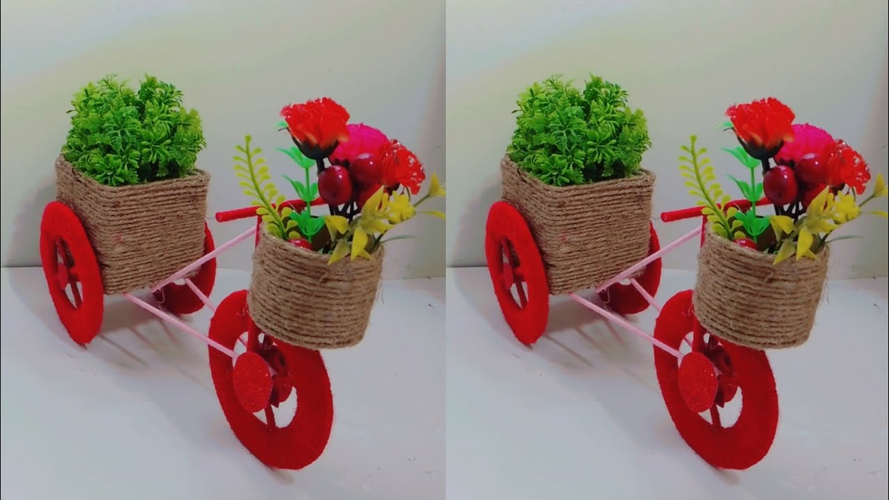 How To Make Bicycle With Jute | Bicycle crafts |Jute Thread Cycle Craft ...