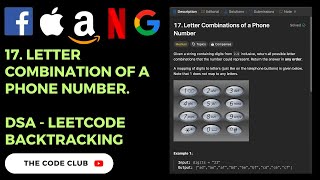 Letter Combinations of a Phone Number - DSA - Backtracking - Solution to Leetcode medium problem.