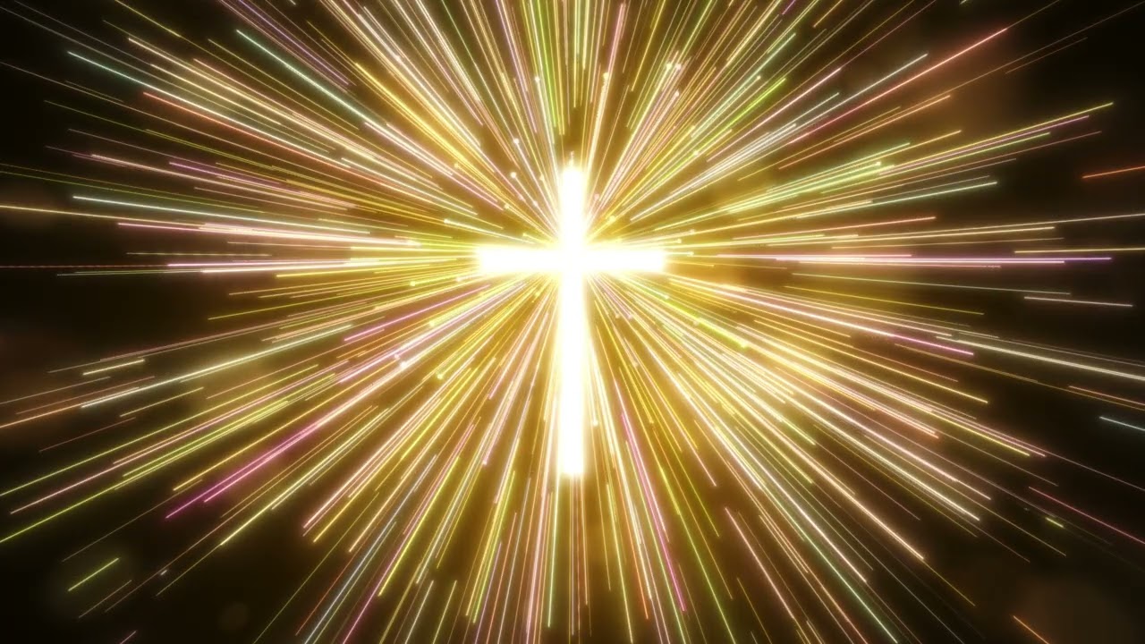Golden Glory Cross 4K Video Background | Worship & Praise Light Rays Loop | 7 Minutes