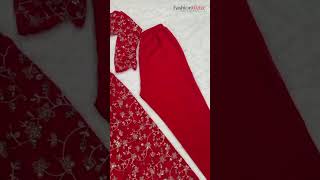 Georgette Anarkali Suit With Embroidered Work For Festival In Red