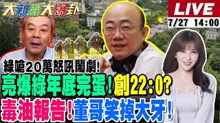 【#大新聞大爆卦 LIVE】綠慌了嗆20萬怒吼鬧劇!郭正亮爆綠年底完了創22:0?讚蔣萬安提倒閣大亂綠局!綠大老喊毒油是小事網嗆爆!賴瑞隆被拖累?20260727 @大新聞大爆卦HotNewsTalk