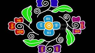 12*2dots Creative flower kolams | Simple rangoli | Flower rangoli | Deepavali muggulu | Rangoli |