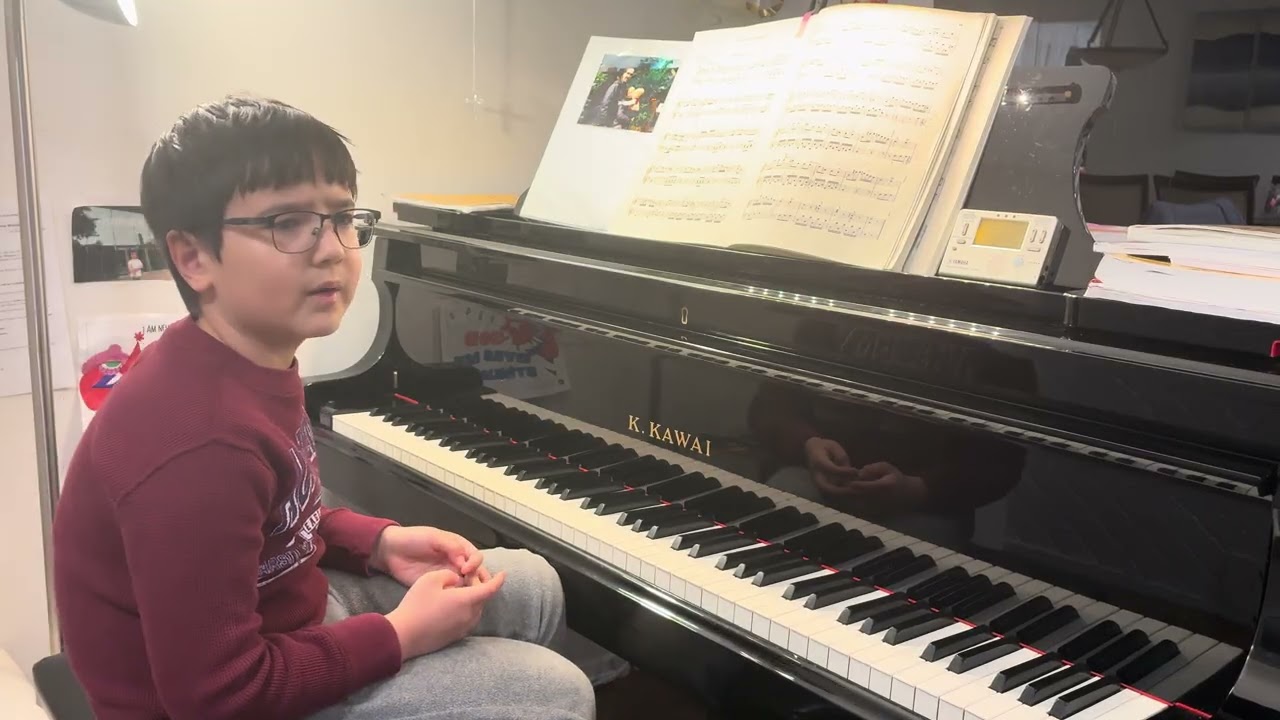 Little boy teaches piano lesson 混血宝宝教钢琴