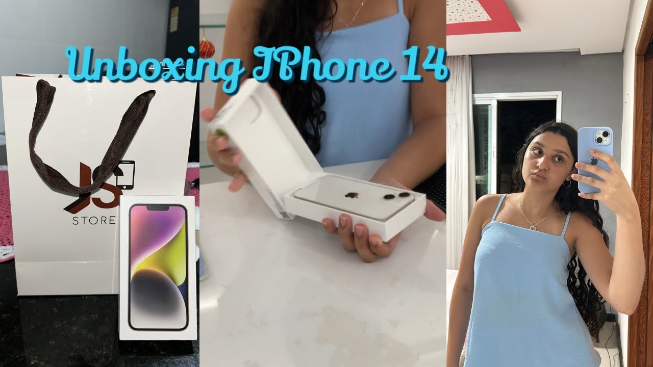 iphone 14 (starlight)  unboxing + acessories, câmera test, capinha
