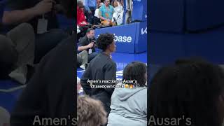 Amen's reaction to seeing the block from Ausar 🤣🤣 #nba #basketball #ausarthompson #amenthompson