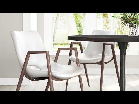 Zuo Modern Desi Dining Chair (Set of 2) White & Walnut