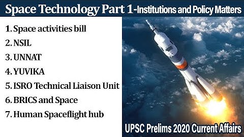 Space Technology Part 1-Institutions and Policy Matters-UPSC Prelims 2020 Current Affairs