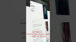 Jeff Bezos, One of the World's Richest. $100 Billion. Hero or Goat #shorts