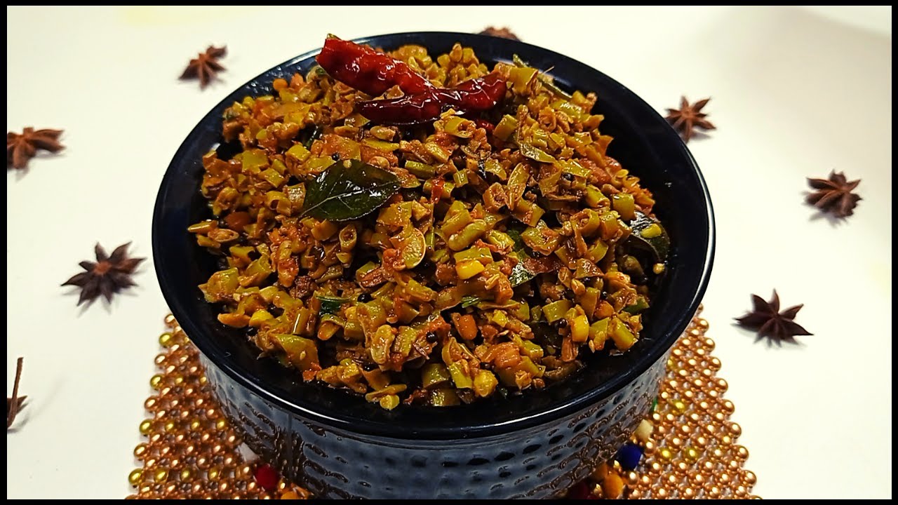 Yard long beans poriyal in Tamil Karamani kai poriyal side dish for