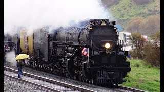 Union Pacific 4-8-8-4  Steam Locomotive Big Boy approaching Echo Utah