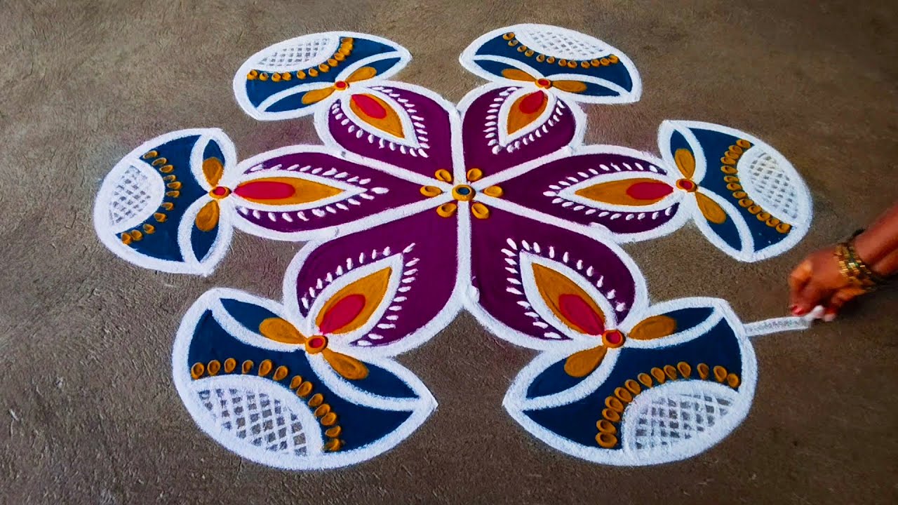 Deepavali special colourful deepa kolam     simple rangoli ❤️🧨🧨🎇🪔🪔