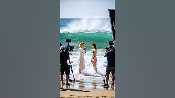 Directed by the Wave—Perfect Timing! 🌊😂 #funny #interview #wave