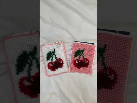 crochet cherry book sleeves🍒#shorts #shortsclip #crochet #cottagecore #cherry #ldr #fyp #fypシ #foru (video tutorial)