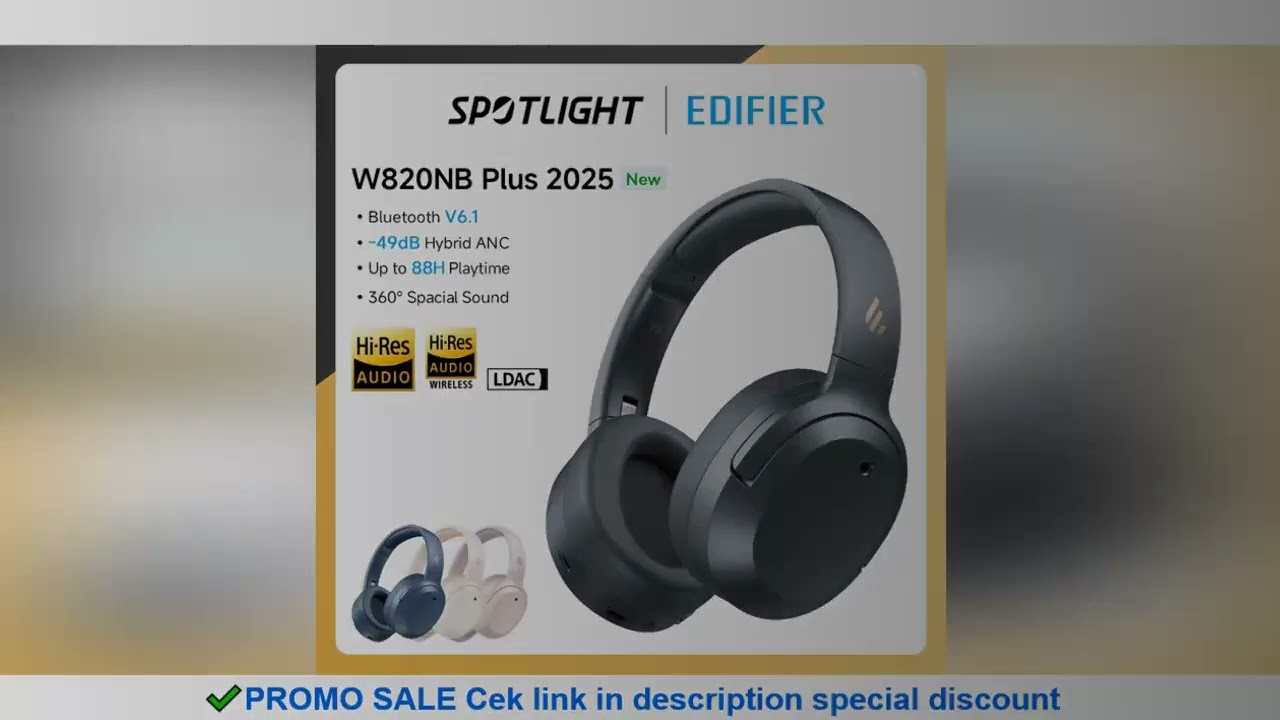 Edifier W820NB Plus(2025 Ver.) ANC Wireless Headphone Bluetooth 6.1 Over-ear Headset -49dB Noise Can