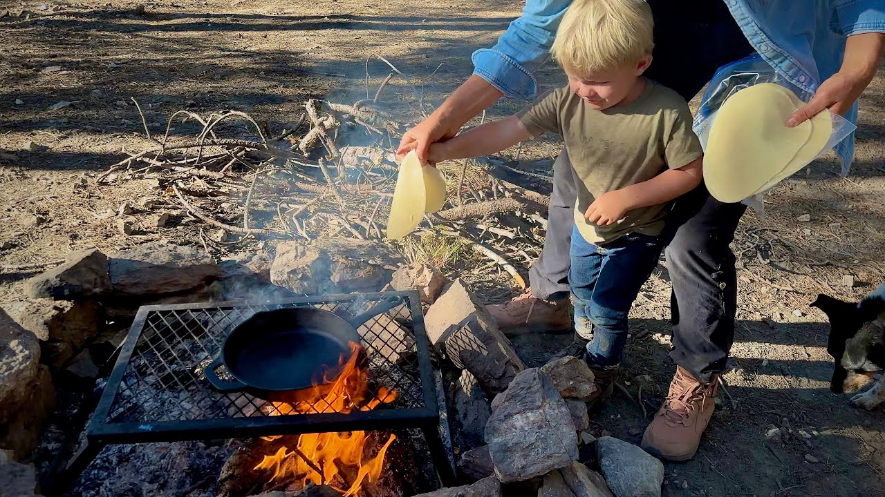 Tent camping at 8 thousand feet! We cook steak fajitas over the fire | Jack and Ryker