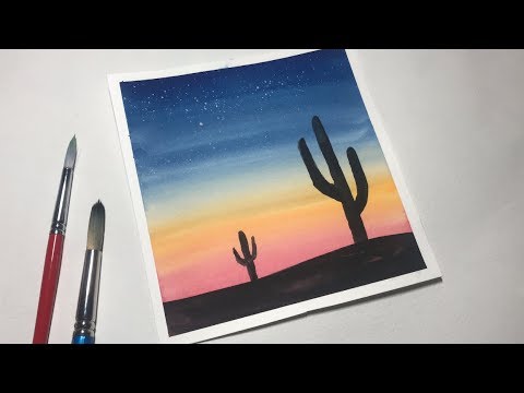 Sunset Painting Easy for Beginners  Easy Watercolor Sunset Painting  Demonstration