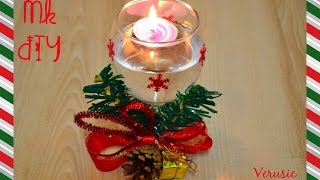 Новогодний подсвечник из бокала своими руками / Christmas candlestick holder from the wineglass