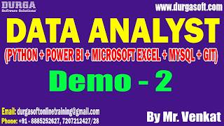 DATA ANALYST tutorials || Demo - 2 || by Mr. Venkat On 23-04-2026 @8PM (IST)