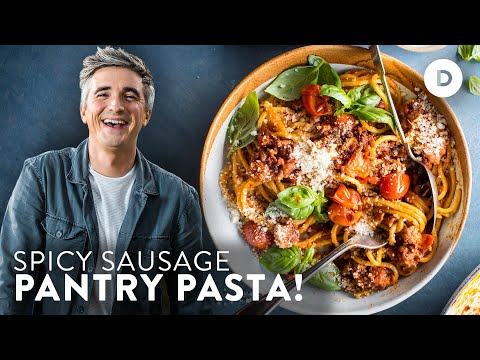 SPICY Sausage Pantry Pasta in 15 minutes!