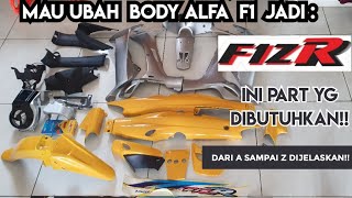 Parts Needed if Modifying the FORCE1 Alfa Body to F1ZR