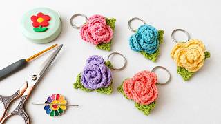 Make This Stunning Crochet Rose Keychain in Minutes! 🌹 | Beginner Friendly