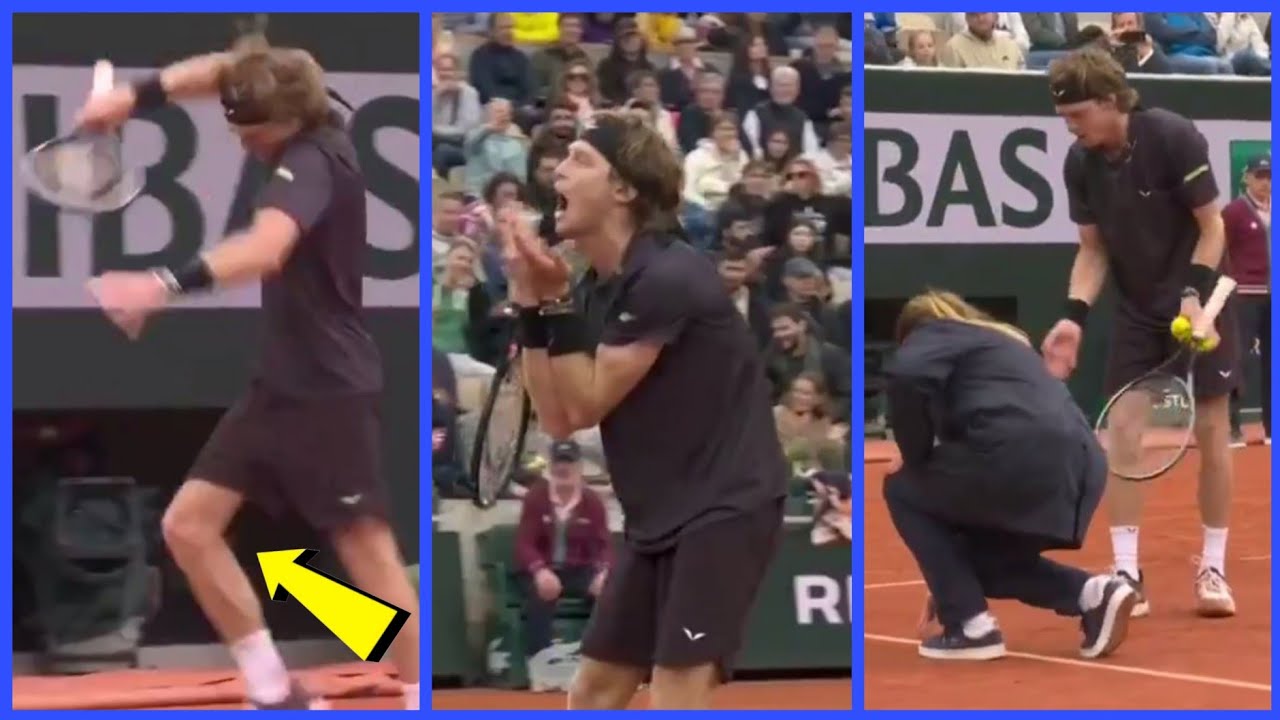 😱💥 Andrey Rublev's FURIOUS MELTDOWN at Roland-Garros: Knee Smash ...