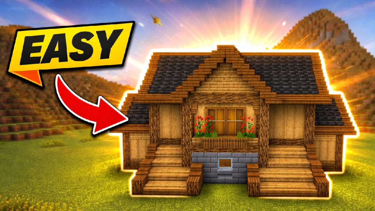 Easy Minecraft Survival Starter House Tutorial (Wooden House 1.20 ...