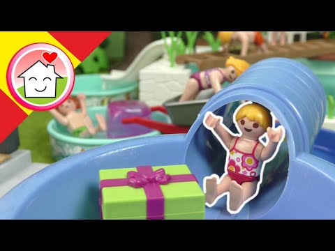 Playmobil en español Cumpleaños de Lena con Parkour en la piscina - La Familia Hauser