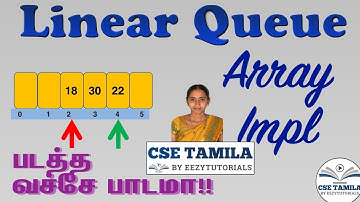 Implementation of linear queue using array/sequential allocation in tamil | Queue coding 5.2.1
