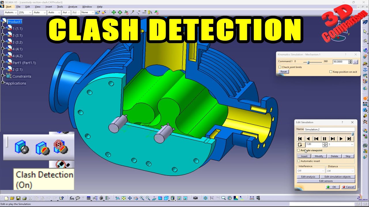 Clash Detection in CATIA V5 - DMU Kinematics and Assembly Design