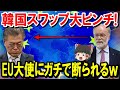 【海外の反応】ついに韓国さんがEUに8兆円の通貨スワップの申し入れる!恐るべき一言を突きつけられアジア全土が一瞬で凍りつくw衝撃の真相が・・【ゆっくり日本の魂】