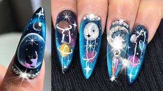 🌌 Galaxy Nails 💅| POLYGEL Nail Extensions | Self-nail | ASMR
