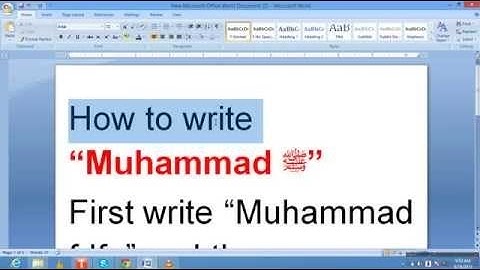 How to write Muhammad (Saw)  in MS word