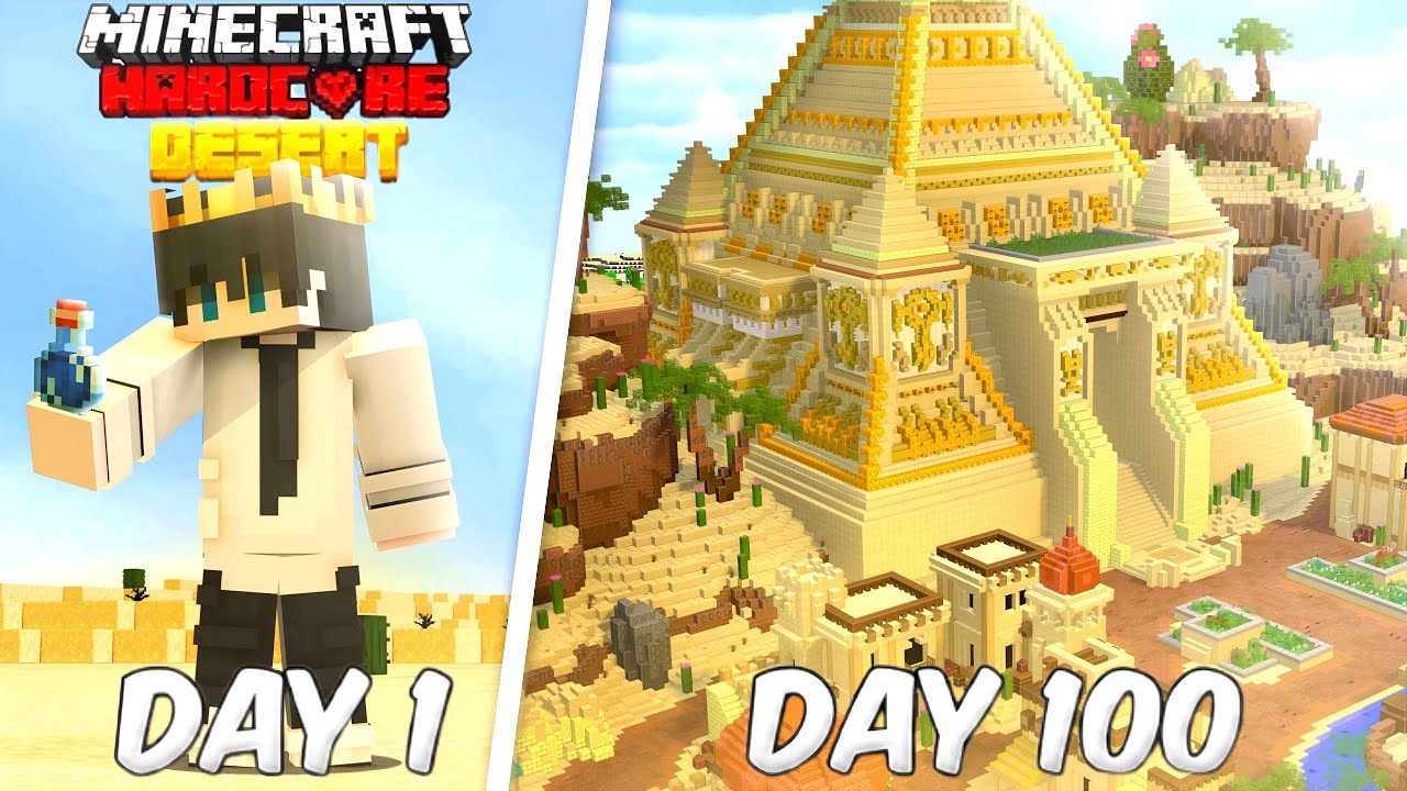I Survived 100 Days in DESERT ONLY World in Minecraft Hardcore - YouTube