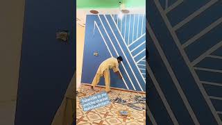 Stylish Wall Design with masking || @paintnconstructionwork  tape✔️✔️ #shorts #youtube