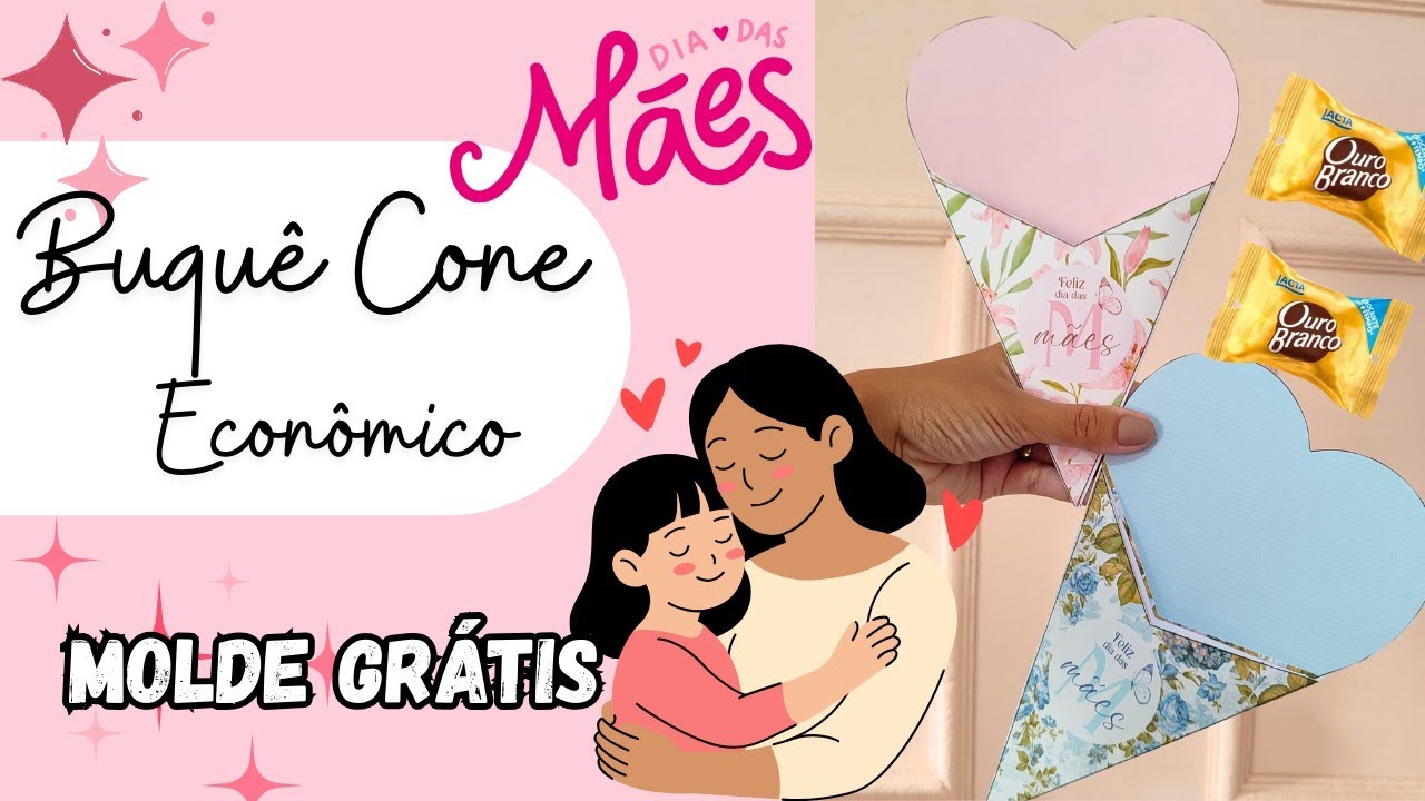 Economize com esse Buquê cone de apenas 1 folha 😱 Molde Grátis 