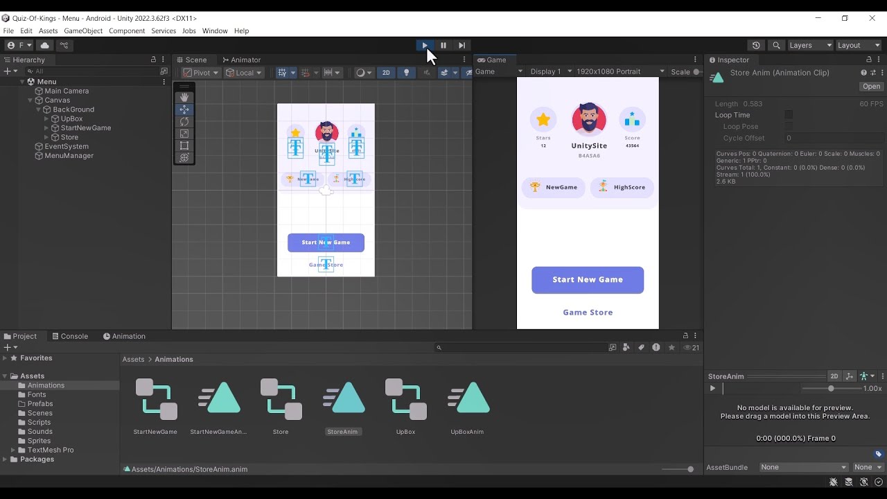 Creating Animations for Different Scenes in Unity - E9