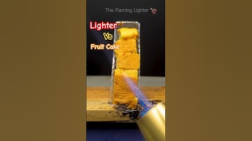 The Flaming Lighter vs Fruit cake 🍰 #tech #experiment #scienceexperiment #ytshorts #fire #lighter
