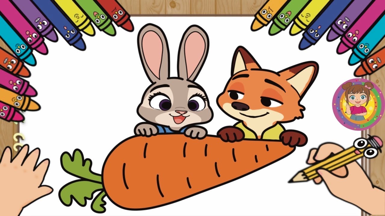 Draw Juddy Hopps 🐰 & Nick Wilde 🦊 | Cute Cartoon Characters Drawing for kids