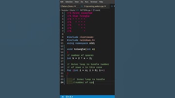 PATTERN-64||Inverted Triangle|| C++ || C language tutorial🔺📘📕 #shorts
