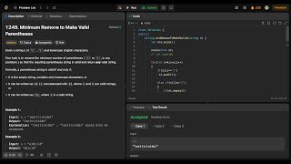 Minimum Remove to Make Valid Parentheses (LeetCode 1249) (Time- O(N)) (Space-O(1))