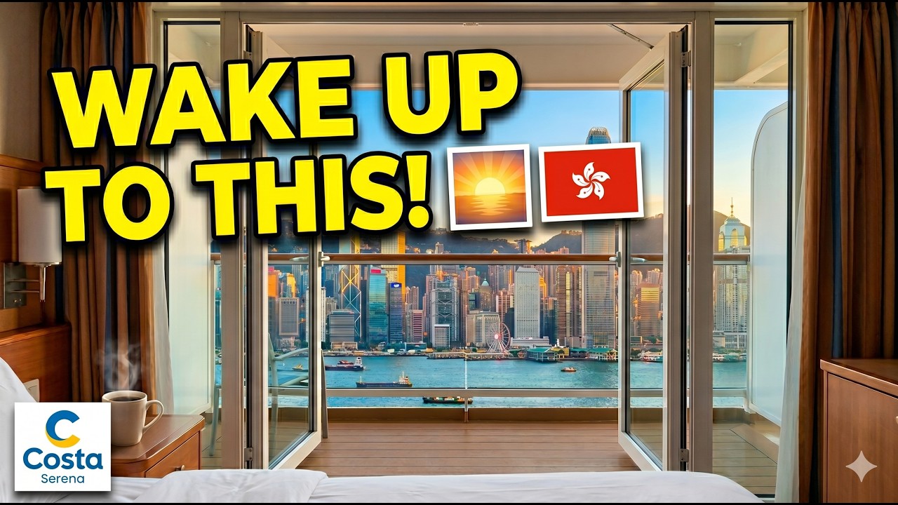 DETAILED Costa Serena Balcony Cabin Tour 🚢 | Breathtaking Hong Kong Skyline View!