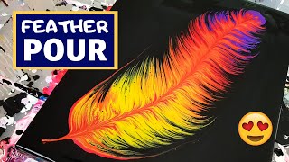 Acrylic Pouring Feather - Fluid Painting Art with METALLIC Acrylics and Negative Space