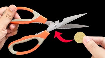 No TOOLS, No Hassle. Scissors SHARP as a RAZOR with Just One COIN.