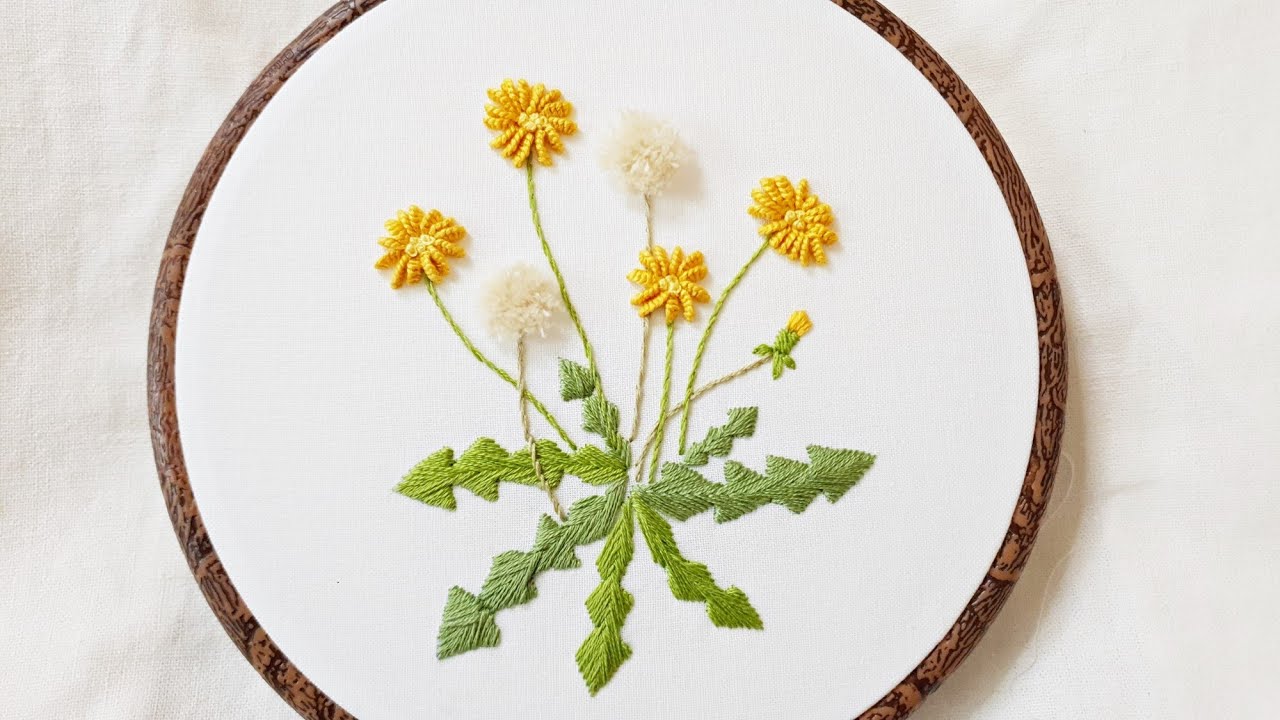 [프랑스자수 CC SUB] 민들레 자수 Flower Embroidery|캐스트온 스티치| hand work