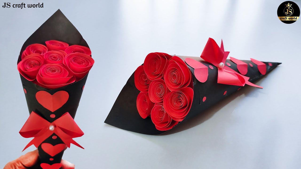DIY Paper Flower BOUQUET/ Birthday gift ideas/Flower Bouquet making at  Homemade Easy Craft (Cute) -…